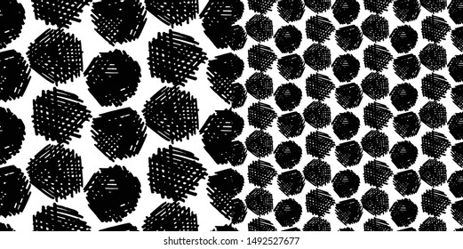 Seamless pencil pattern. Black and white hand drawn print for fabric, card, wrapping paper
