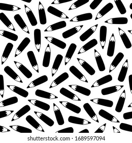 Seamless pencil pattern in vector. Hand drawn illustration with stationery. Doodle endless background. School, office and creativity concept. EPS 8