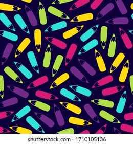 Seamless pencil pattern in vector. Hand drawn colorful illustration with stationery. Doodle endless background with color pencils. School, office and creativity concept. EPS 8