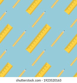 Seamless pencil and ruler pattern for educational design