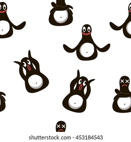 Seamless penguin bird illustration background pattern for kids in vector