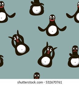 Seamless penguin bird illustration background pattern for kids in vector