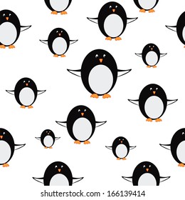 Seamless penguin on white background