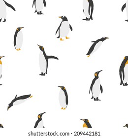 Seamless penguin pattern. Birds decorative background