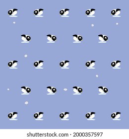 pingüino sin costura caminando y parado en un fondo azul 
