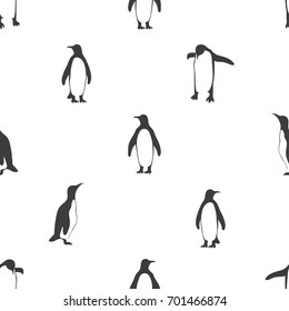 Padrão de pinguins sem costura. Fundo vetorial preto e branco.