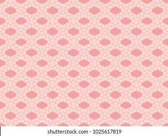 Seamless pentagon shape pattern vector. Tile design light pink on pink. Design print for tile, fabric, textile, wallpaper, background. Set 5
