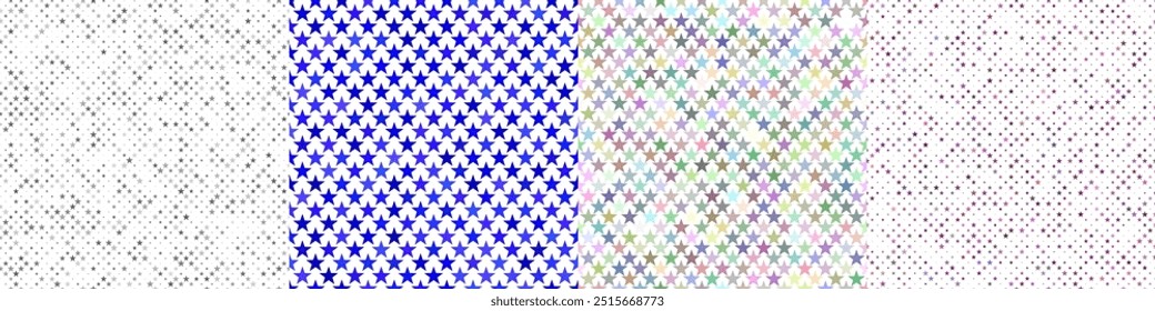 Seamless pentagram star pattern set