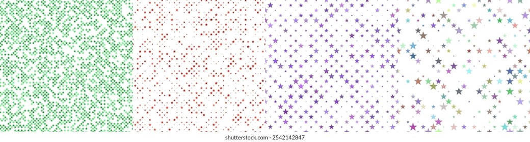 Seamless pentagram star pattern set