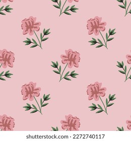 Seamless peony decorative pink flowers