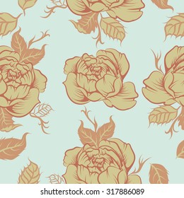 Seamless peony floral vector pattern