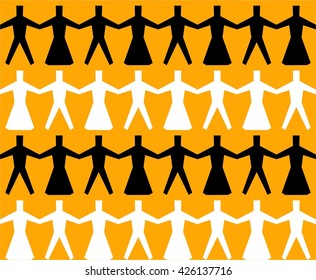 Seamless People Chain Vector Pattern