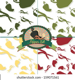 Seamless peppers: silhouette set