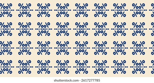 Seamless Percent Icon Pattern on Beige Background