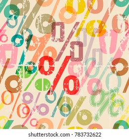 seamless percent pattern background, grungy style vector illustration