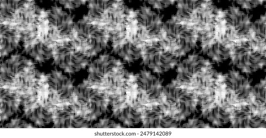 Seamless perforated design with overlapping and shifting dotted grid pattern. Transparent base. Vector