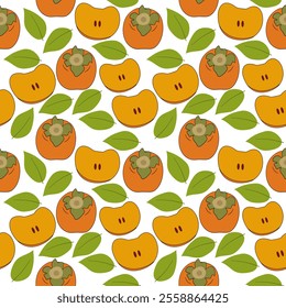 Seamless Persimmon Pattern - Fresh Fruit Design for Fabrics, Wallpapers, and Crafts