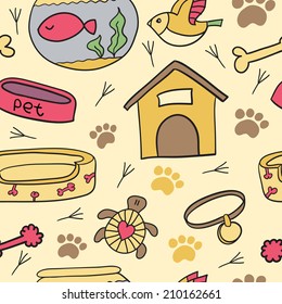 Seamless pet pattern. Seamless pattern can be used for background, card template, business card or for website. Hand drawn cup pattern made in vector.