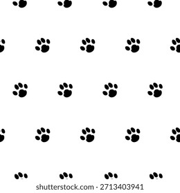 Padrão de animal de estimação sem costura com impressões de pata de cachorro. Plano de fundo de animal de estimação de vetor desenhado à mão