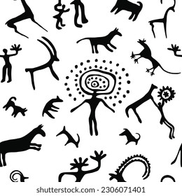 Seamless petroglyph pattern 