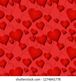 Seamless pettern with red hearts.