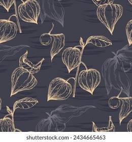 Patrón fisalis sin fisuras. Adorno para scrapbooking, estampados, ropa, tejidos, textiles, embalaje.