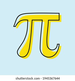 Seamless Pi symbol. Colors vector image. Pi symbol isolated on transparent background. Archimedes' constant vector graphic.