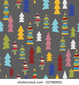 seamless picture Christmas tree on festive background , snowy trees, Christmas mood , fantastic image , vector illustration
