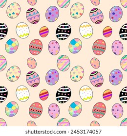 Imagen sin fisuras de los huevos de Pascua de colores brillantes y lindos, se puede utilizar de muchas maneras.