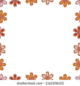 Seamless. Picture in white, yellow and red colors. Frame doodle. Element template. Vector illustration.