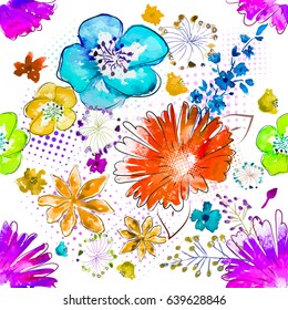 Seamless picturesque floral background. Vector