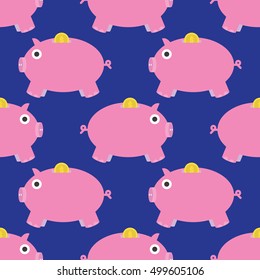 Seamless Pig and Money pattern vector