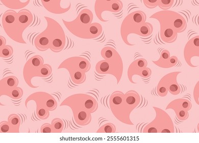 Seamless Pig Nose Love Pattern Vector Design
