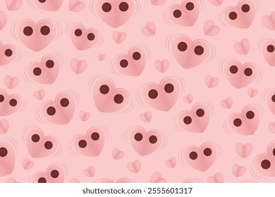 Seamless Pig Nose Love Pattern Vector Design
