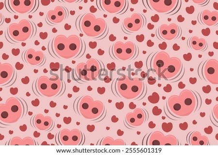 Seamless Pig Nose Love Pattern Vector Design
