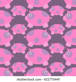 Seamless Pig Pattern, Animal Vector