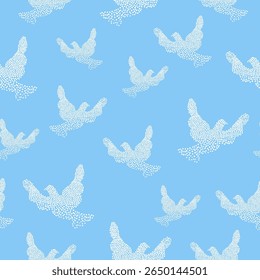 Padrão de pombo sem emenda. Fundo azul com abstrato pássaros brancos. Impressão de pomba