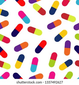 seamless pills pattern. Medical concept. Vector background - Vector