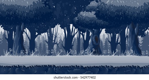 Seamless pine trees at night illustration