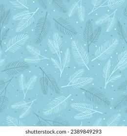 Seamless pine twigs and snowflakes. Christmas and New Year decoration