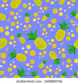 Seamless pineapple colorful fruit pattern natural food dots repeat background for textile, textile, wrapping