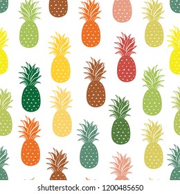 Seamless Pineapple Fruits Background Pattern.Vector.
