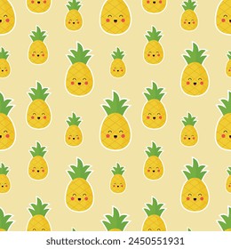 Seamless pineapple pattern, cute pineapple doodle pattern for textile fabric or wallpaper backgrounds.
