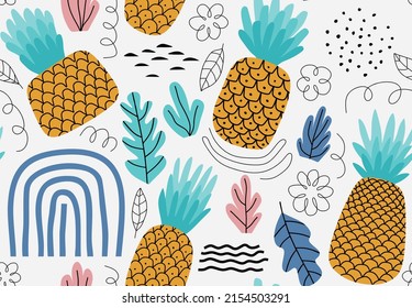 Seamless pineapple pattern. Cute pineapple pattern. vector illustration