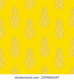 Seamless pineapple pattern design for cloch, print on demand. Summer color, Yellow background, Blue, yellow, green.
