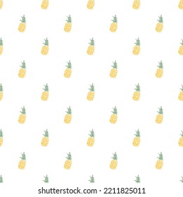 Seamless pineapple pattern. Doodle vector with yellow ananas. Vintage pineapple pattern