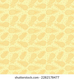 Seamless pineapple pattern. Doodle vector with ananas. Vintage pineapple pattern