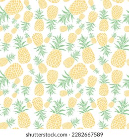 Seamless pineapple pattern. Doodle vector with ananas. Vintage pineapple pattern