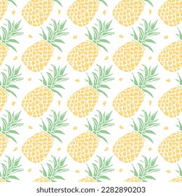 Seamless pineapple pattern. Doodle vector with ananas. Vintage pineapple pattern