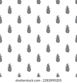 Seamless pineapple pattern. Doodle vector with ananas. Vintage pineapple pattern